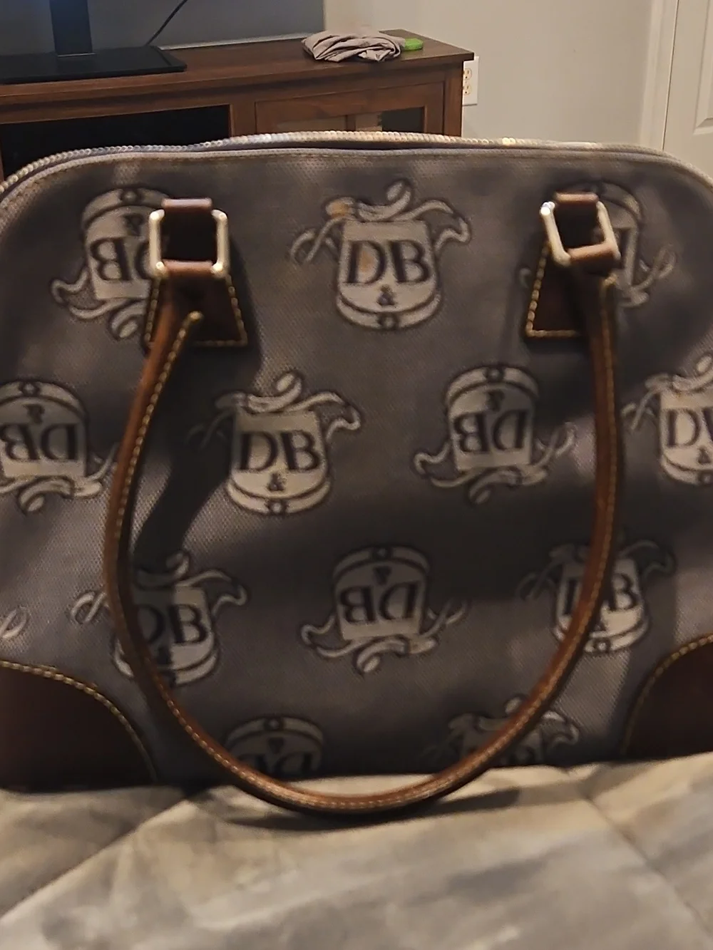 Dooney & Bourke Brown Logo Tote Bag - Brown/Beige